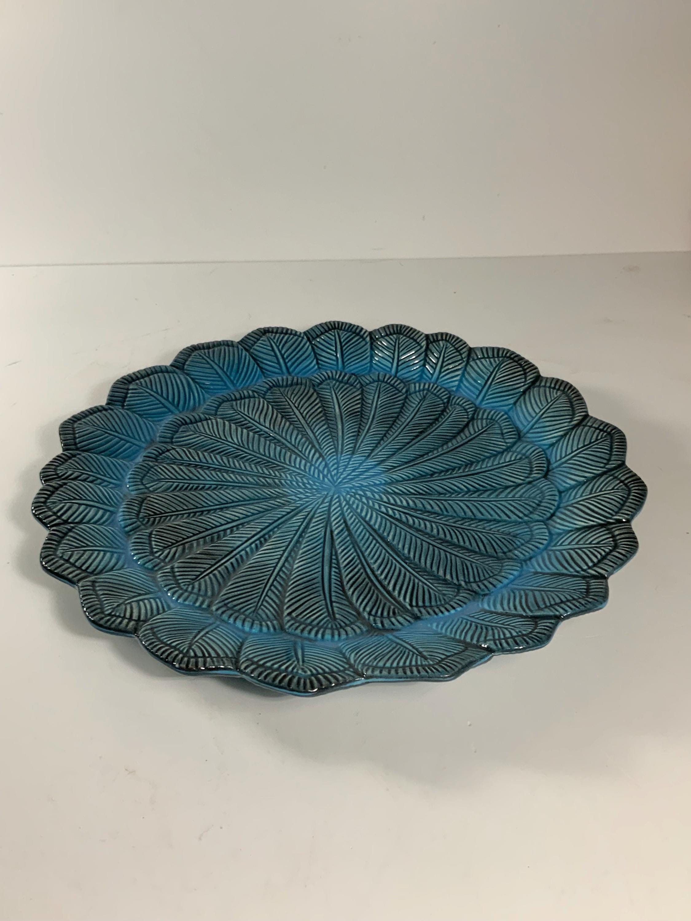 Set of 4 John Derian for Target Ceramic Turquoise Feather Salad