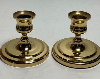 Set of 2 Vintage Baldwin Brass Small Taper Candlestick Holders 3.25 in.