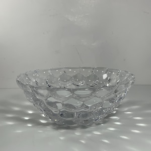 Vintage 1994 Orrefors Sweden Anne Nilsson Crystal Raspberry Bowl 7.5 in.