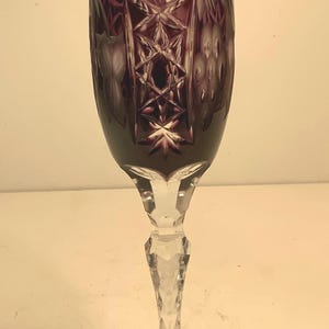 Vintage Hungarian Purple Cut to Clear “Marsala” Stemware Champagne Flute 9 in.