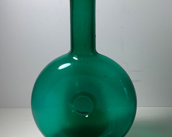 Mid Century Grün Glas Donut Flasche 19,5 cm.