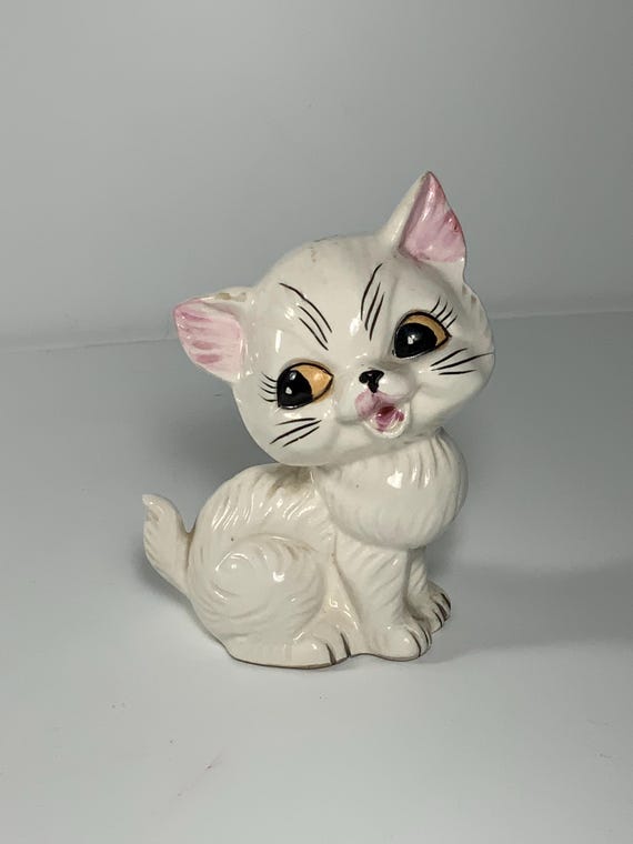 その他 SET OF VINTAGE CERAMIC BIG EYE KITTY CAT Vintage Ceramic Big Eyed Cat Statue 4.5 In. - Etsy New Zealand