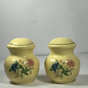 Vintage Hand Painted Yellow Floral Ceramic Salt & Pepper Shakers