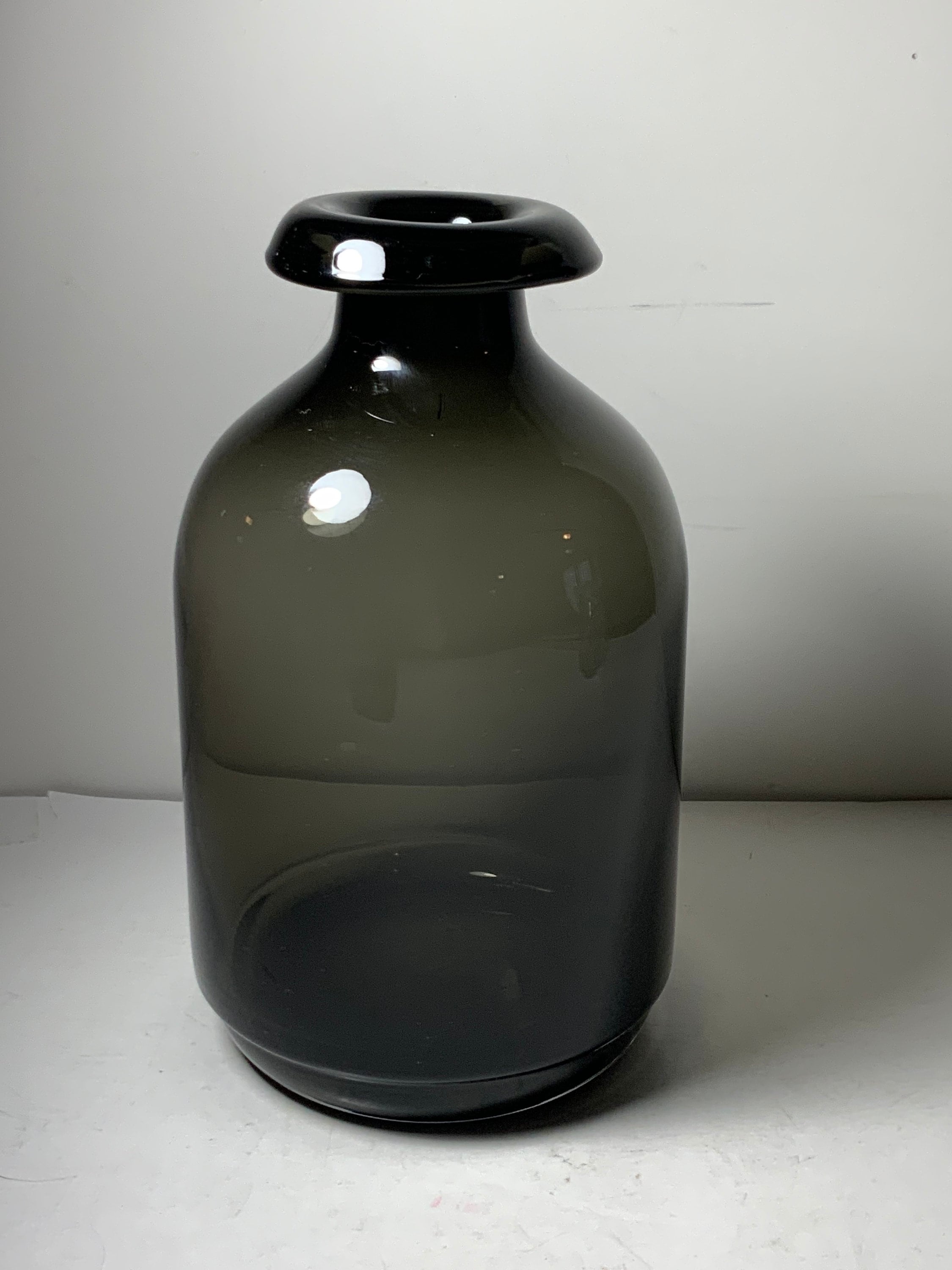 IKEA Atgang Dark Smokey Glass Vase 7 In