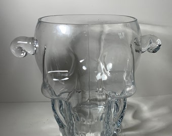 Brain Freeze Skull Clear Glass Ice Bucket 6.5in.