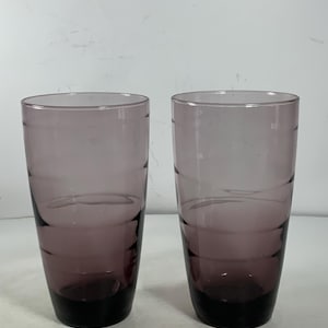 Set of 2 Vintage Cambridge Amethyst Purple Glass Tumblers 6 in.