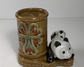 Lucky Panda Bear mini keramische vetplanter/potloodhouder 4,5 inch