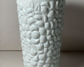 Vintage Indiana Glass Milk Glass Grape Pattern Vase 7.5 in.