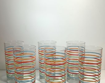 Zestaw 6 szklanek do drinków typu highball w paski Vintage Santa Fe o średnicy 6,25 cala.