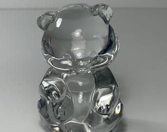 Pisapapeles vintage Fenton de cristal transparente en forma de oso, 3,5 pulgadas.