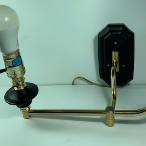 Vintage Brass & Metal Swing Arm Plug in Hanging Lamp
