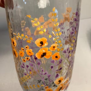 Set of 2 Anthropologie Clemence Glass Wildflower Tall Tumblers 5.5 in. image 3