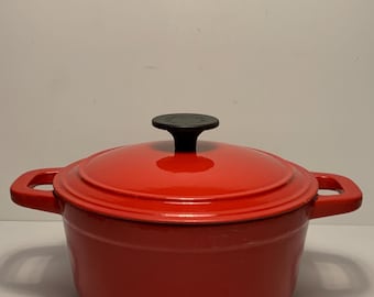 Vintage Martha Stewart Heavy Red Cast Iron Pan & Lid 11 in.