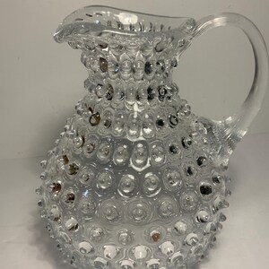 Anthropologie Clear Glass Hobnail Pitcher Jug 8.5 in. image 9
