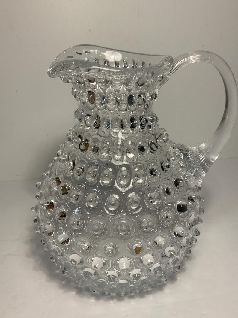 Anthropologie Clear Glass Hobnail Pitcher Jug 8.5 in. image 9
