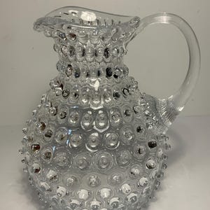 Anthropologie Clear Glass Hobnail Pitcher Jug 8.5 in. image 1