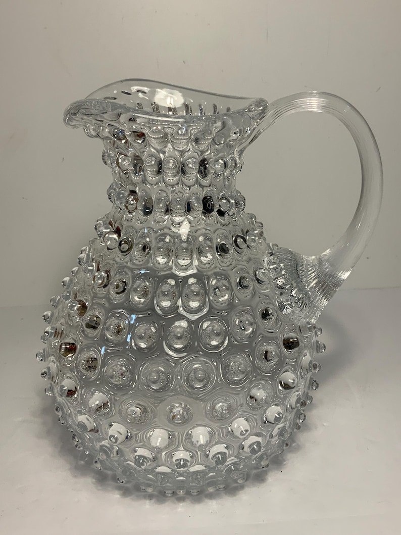 Anthropologie Clear Glass Hobnail Pitcher Jug 8.5 in. image 1