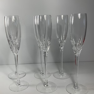 Set of 6 Lenox Clarity Fluted Champagne Glasses Signed 9.5 in.