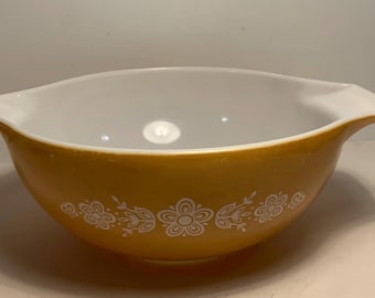 Bol para mezclar vintage PYREX 444 Butterfly Gold de 4 cuartos, modelo Cenicienta, 13 pulgadas.