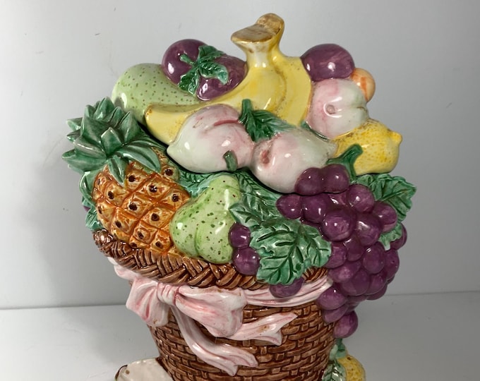 Vintage Heritage Mint LTD Collectibles Ceramic Fruit Basket Cookie Jar 10 in.