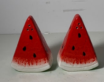 Vintage Keramik Wassermelone Scheibe Salz & Pfefferstreuer