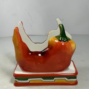 Vintage Clay Art Keramik Chili Serviettenhalter 13 cm.