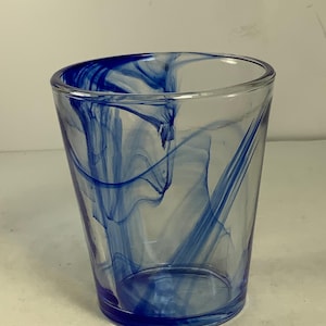 Bormioli Rocco Cobalt Blue Swirl Hand Blown Glass Tumbler 4.5 in.