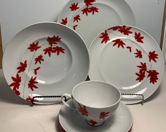 Juego de vajilla de 5 piezas de porcelana roja pura Mikasa