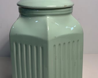 ビンテージ クラッカーバレル グランマズパントリー ミントグリーン セラミック クッキージャー 11 インチ