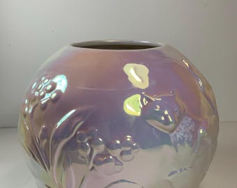 Anthropologie Caurina Luminescent Fox Round Floral Vase 6.5 in.