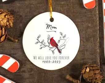 In Loving Memory Cardinal Ornament, Customized Cardinal Memorial Keepsake Christmas Ornament, Remembrance Tree Of Life Ornament