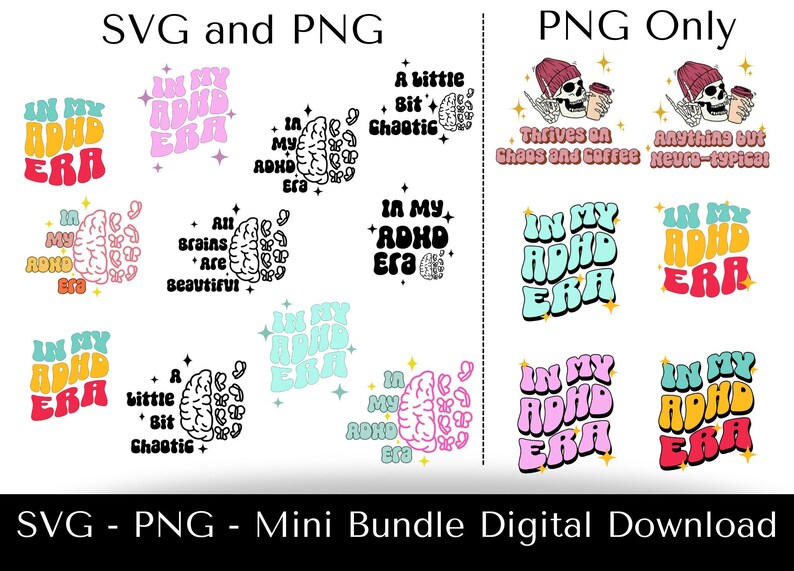 ADHD SVG PNG Bundle Cut File for Cricut and Silhouette - Etsy