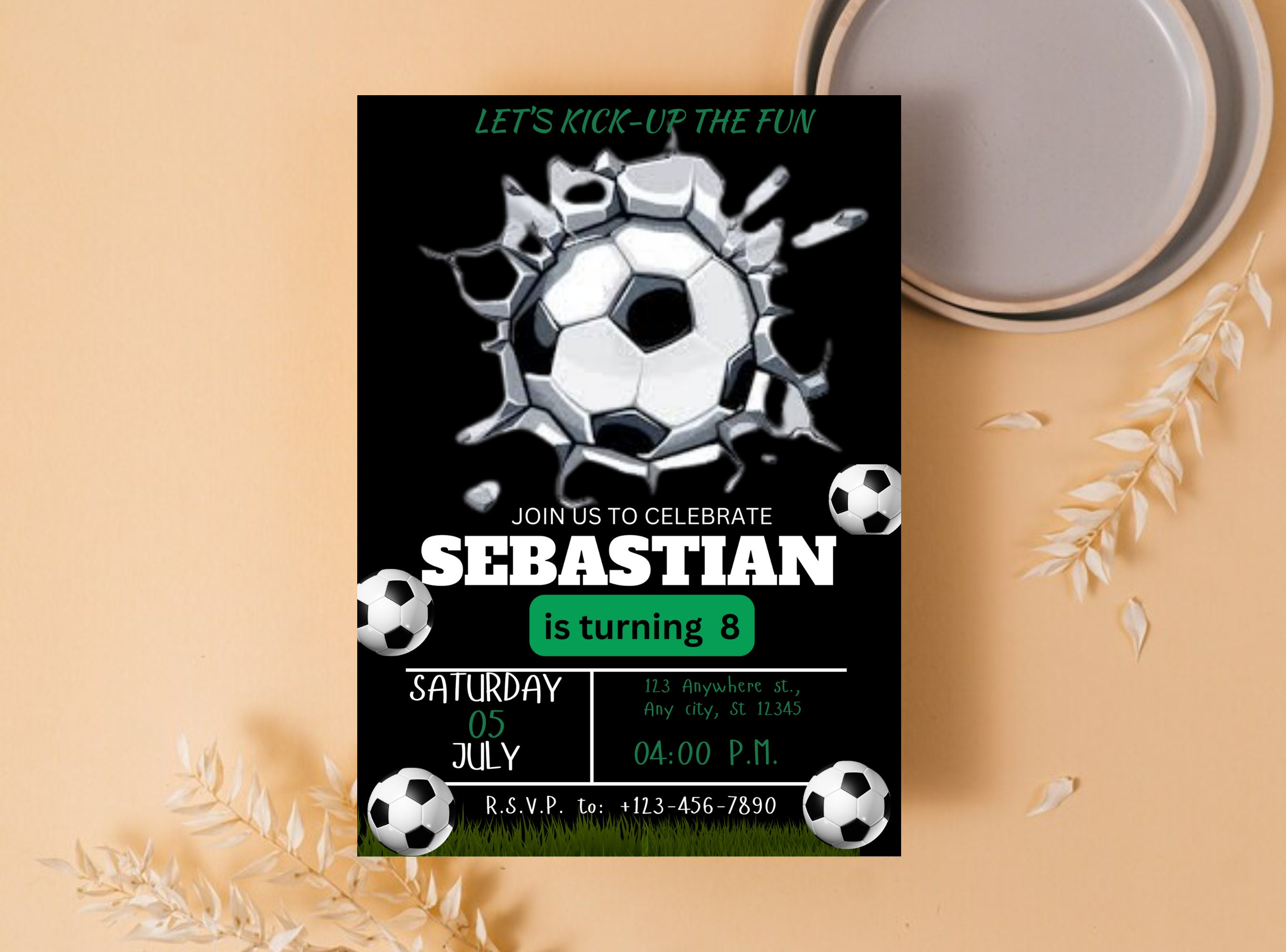 Editable Soccer Birthday Invitation Template, Soccer Birthday Editable Soccer Birthday Invitation Template, Soccer Birthday