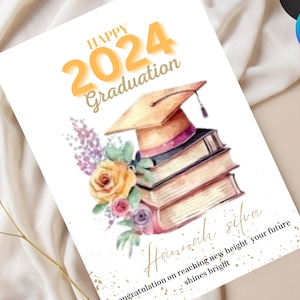 Ze deed het afstudeeruitnodiging, afstudeeruitnodiging sjabloon, afstudeerfeest uitnodiging sjabloon, aquarel afstuderen digitale uitnodiging