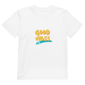 Good vibes Organic cotton kids t-shirt, Kids T-Shirt - Summer T Shirt - Vacation tee - Girls T-Shirt - Boys T-Shirt - Ice Cream Lover - Kid