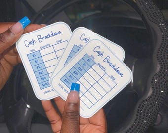 Comprobante de desglose de efectivo/hoja de cajero de Royal Blue