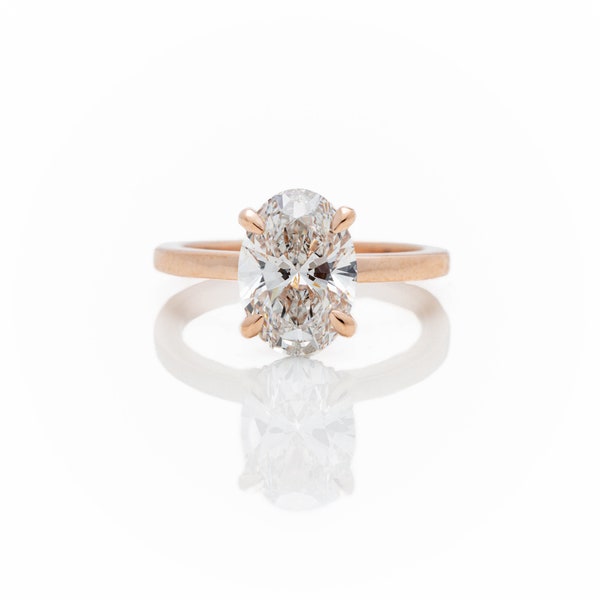 14kt Rose Gold 2.34 Ctw Diamond Under Halo Solitaire Engagement Ring