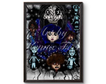 Spine-Chilling Coraline & Other Mother Fan Art Print