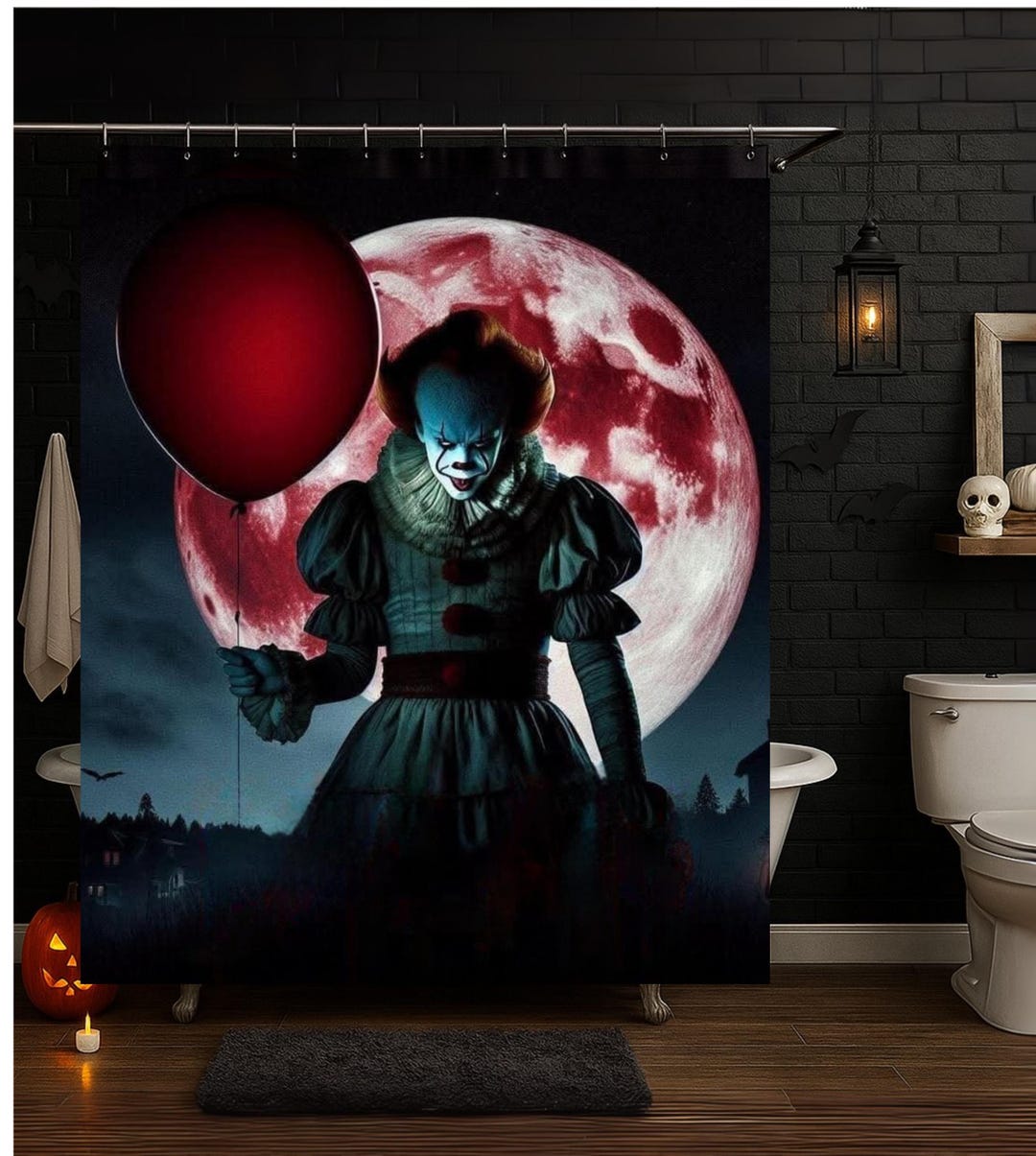 Creepy Horror Bathroom Decor | Scary Clown Shower Curtain | Haunted ...