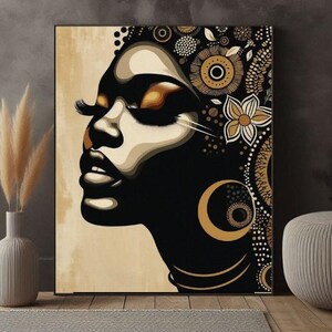 Empowering Black Women Art / Arte murale afrocentrica / Diverse stampe d&#39;arte / Ritratti di donne afroamericane Pittura su tela verticale senza cornice