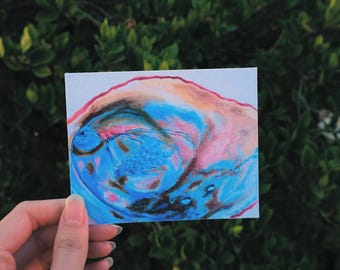 Impresión al óleo de concha de abulón pintada a mano / "Mareas cambiantes"