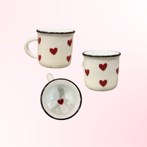 Small Ceramic Espresso Mug 2.36 oz - Handmade Hearts Design | Cute Gift for Coffee Lovers | Drinkware For Espresso, Coffee, or Tea