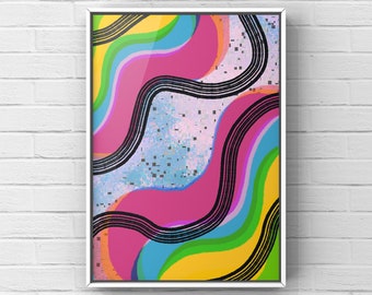 Original Abstract Digital Wall Art Poster Print Colorful