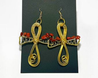 Pendientes Ankh, pendientes Ankh de oro hechos a mano, joyas egipcias, pendientes africanos, joyas llamativas, regalo para ella, negocio de propiedad negra