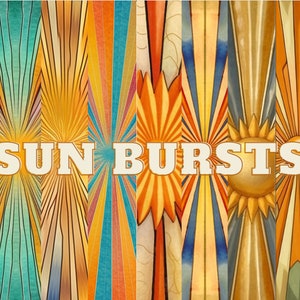 Sun Burst digital paper 10 pack, colorful sunburst, light burst, printable scrapbook papers