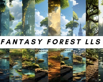 Fantasy Forest Digital Paper, Pack of 10, Scrapbook Paper, Forest Background