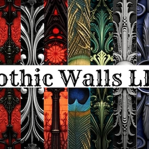 Gothic Wall Patterns, Pack of 10, Scrapbook Digital Paper