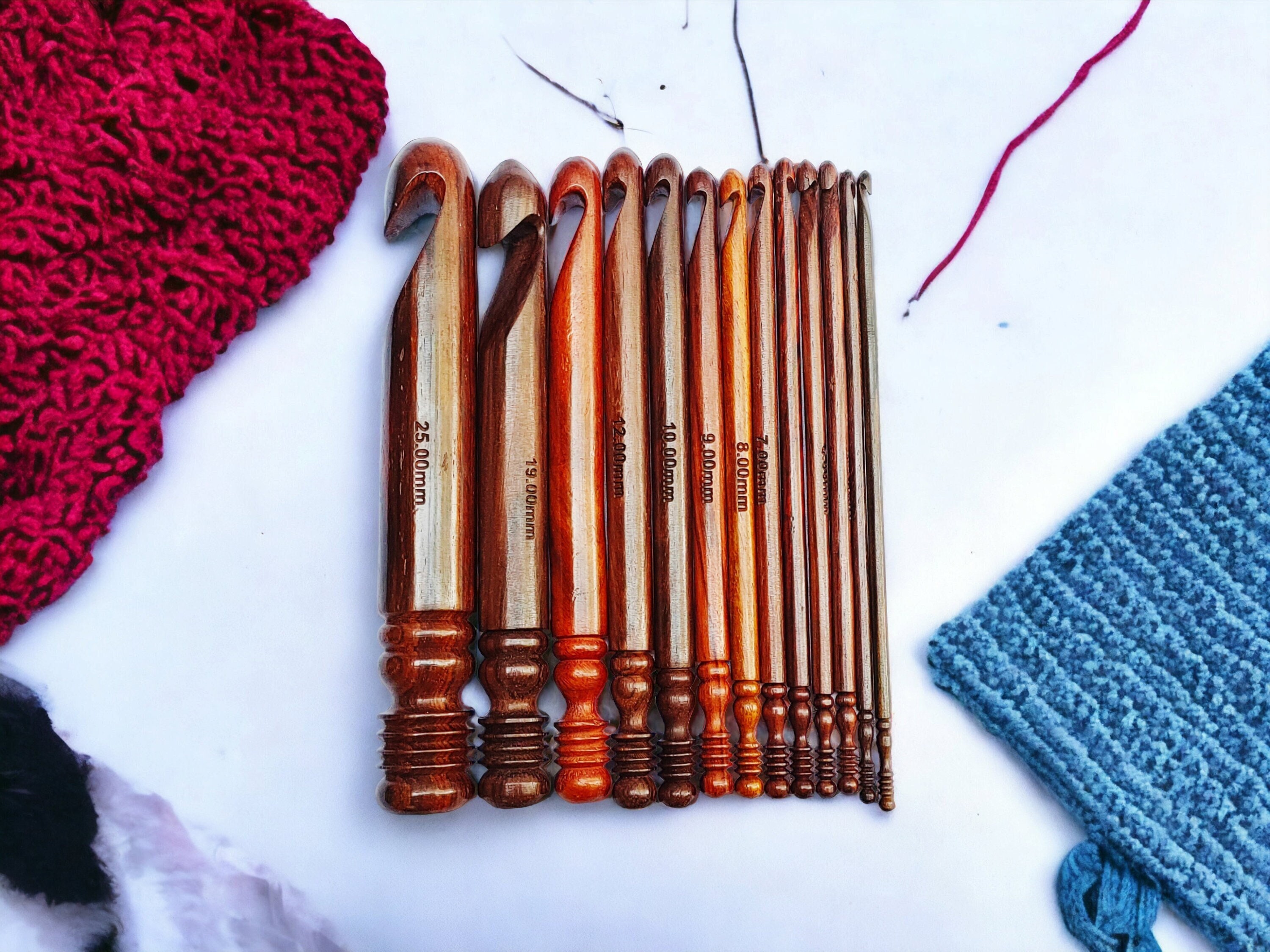 Handmade Rosewood Crochet Hooks Set Wooden Carved Crochet Hook Set Craft  Knitting Needle for Crocheting 3.5mm to 25mm ,winter,knitting 