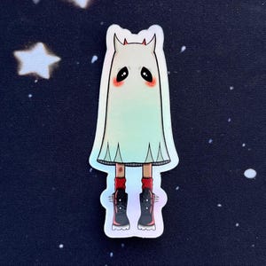 Holographic Ghost Sticker: Waterproof Halloween Decal