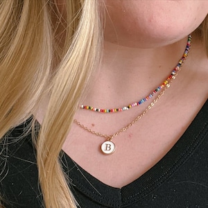 seed bead necklace • multicolored • beaded choker • layering necklace • summer jewelry • colorful • trendy • different length choker